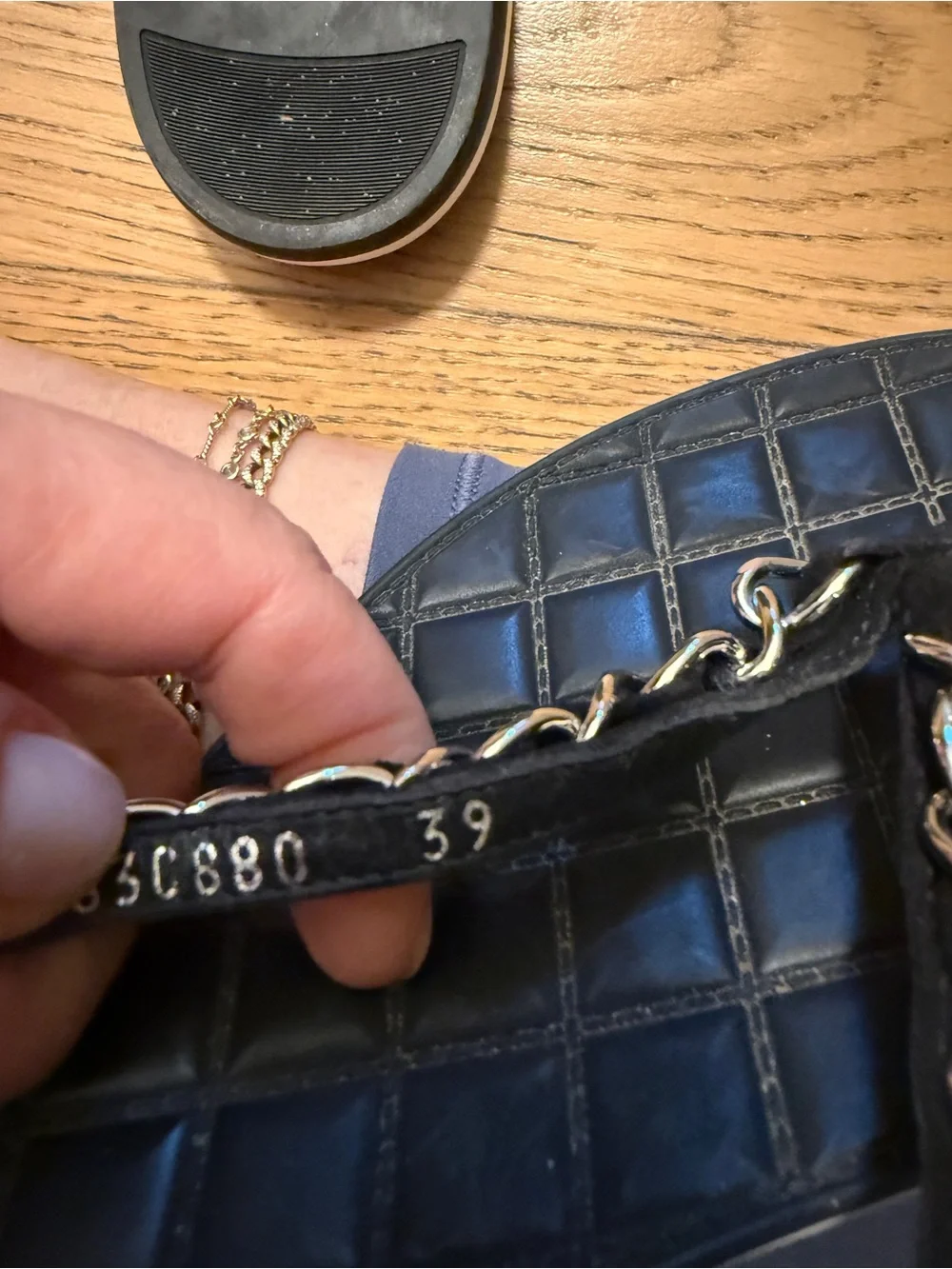 CHANEL Black Quilted Chain-Trim Flip Flop Sandals - Women